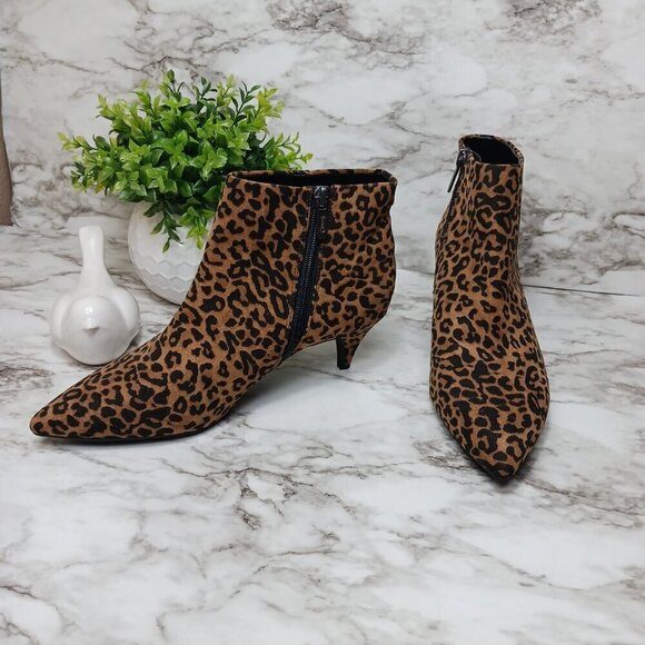 CIRCUS SAM EDELMAN KIRBY Kitten Heel Ankle Boots Women's Leopard Print Size 8 - Picture 1 of 10